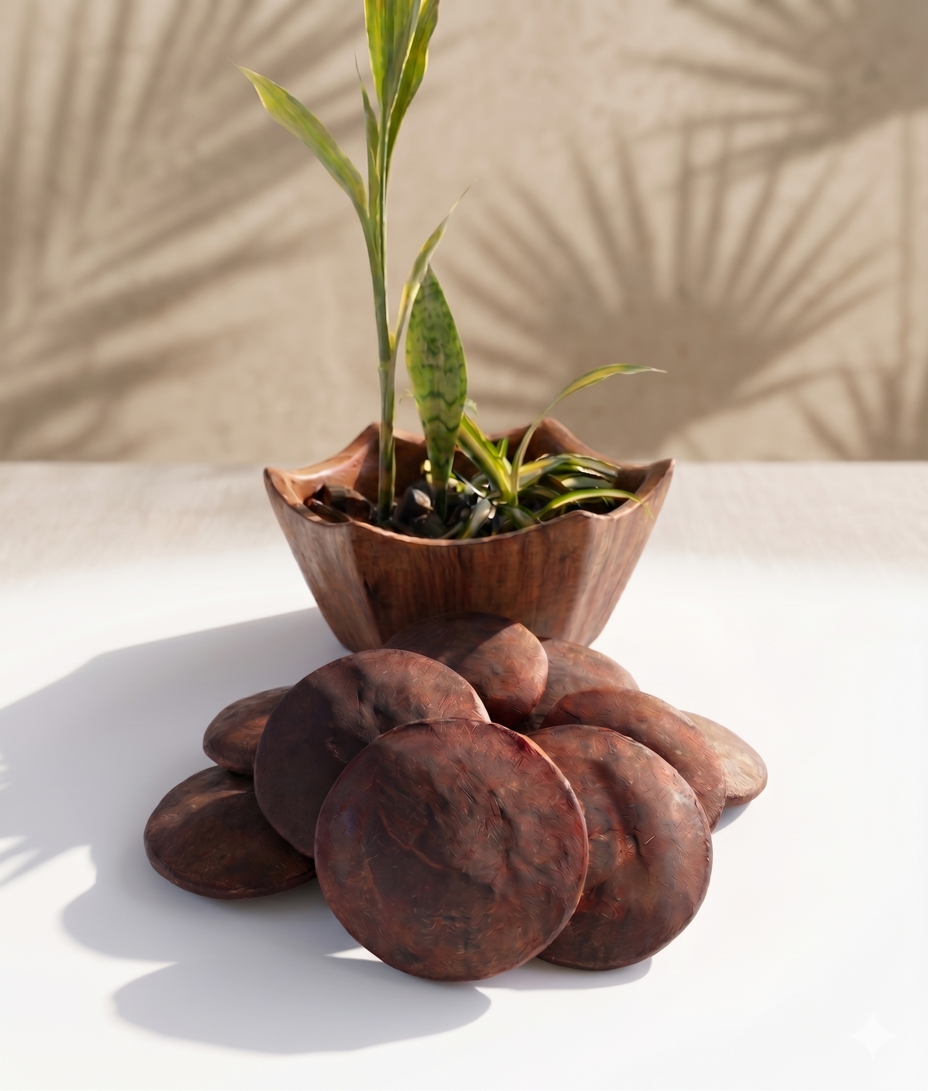 Cacao paste with decorative plant